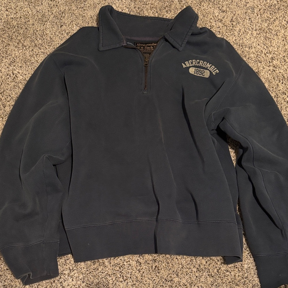Abercrombie & Fitch Men's Dark Blue Zip-Up Sweater